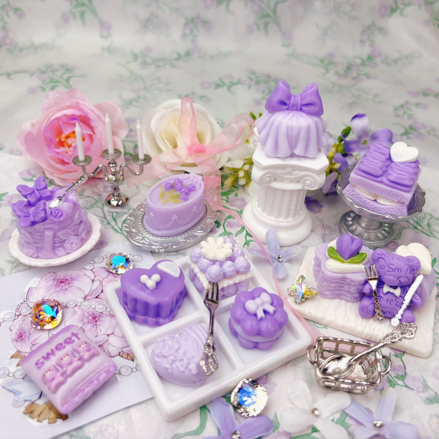 mini squishy sticky stress relief toys & plates set with cute styles and soft texture